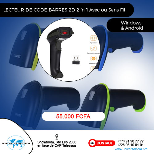 LECTEUR DE CODE BARRES 2D 2in1 AVEC OU SANS FIL